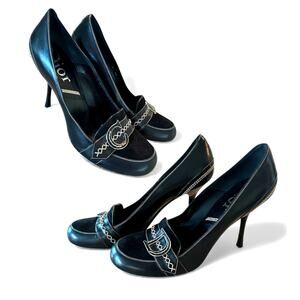 Christian Dior Women's Vintage Black suede Leather C & D logo pumps size EU 39.5
